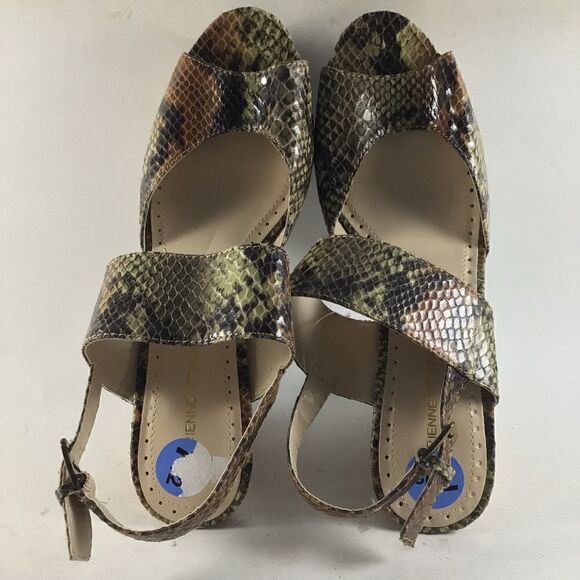 Adrienne Vittadini Yancy womens heeled sandals snake leather brown size 7.5 - Picture 5 of 9